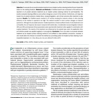 医学論文：Air Powder Abrasive Treatment as an Implant Surface Cleaning Method: A Literature Review